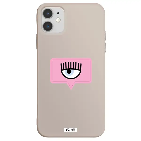 a pink chat bubble with eye and eyelashes Apple iPhone 11 Silicone Stone Case