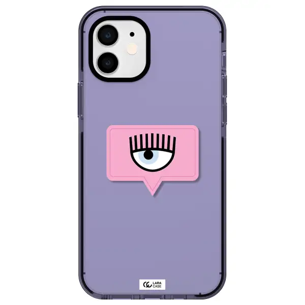 a pink chat bubble with eye and eyelashes Apple iPhone 12 impact Lilac Case