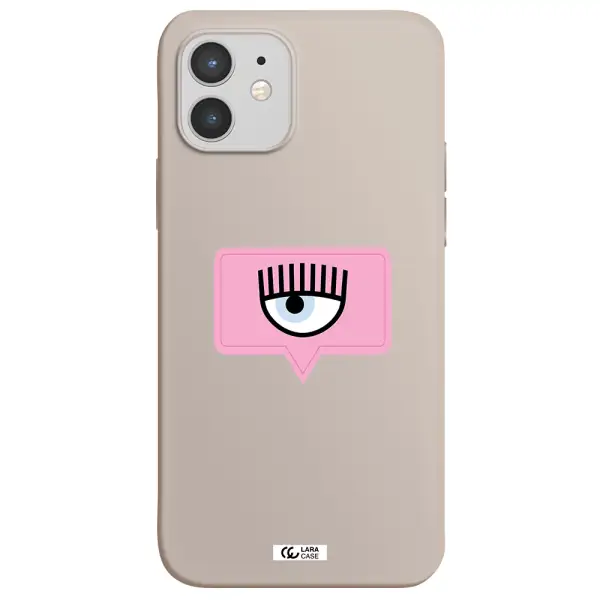 a pink chat bubble with eye and eyelashes Apple iPhone 12 mini Silicone Stone Case