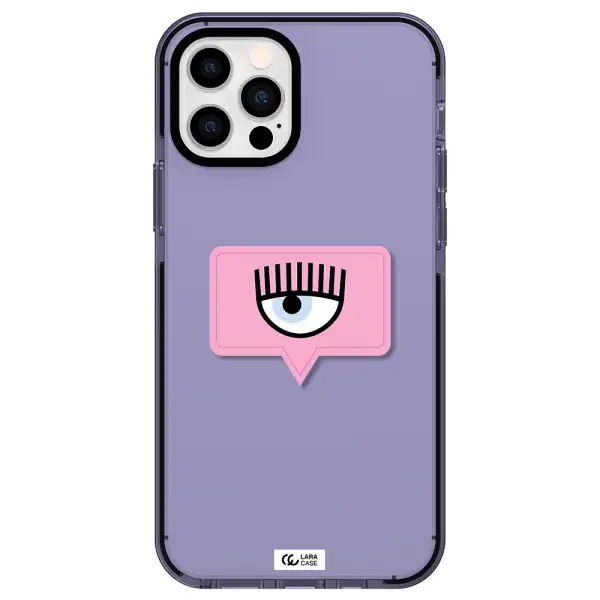 a pink chat bubble with eye and eyelashes Apple iPhone 12 pro impact Lilac Case