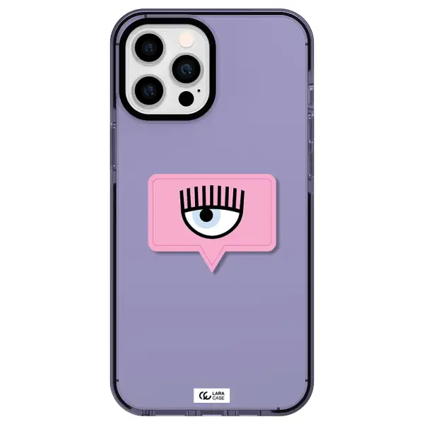 a pink chat bubble with eye and eyelashes Apple iPhone 12 pro max impact Lilac Case