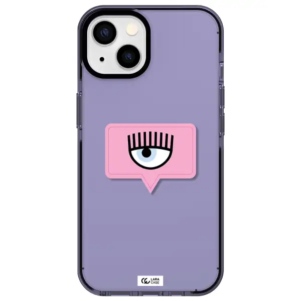 a pink chat bubble with eye and eyelashes Apple iPhone 13 impact Lilac Case