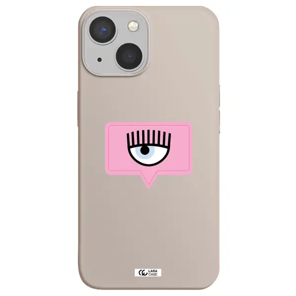 a pink chat bubble with eye and eyelashes Apple iPhone 13 mini Silicone Stone Case