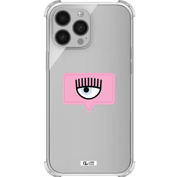 a pink chat bubble with eye and eyelashes Apple iPhone 13 Pro Clear PC Case