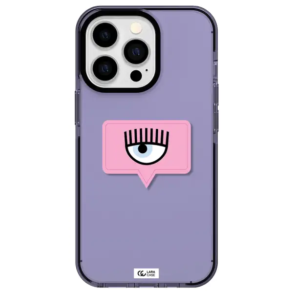 a pink chat bubble with eye and eyelashes Apple iPhone 13 Pro impact Lilac Case