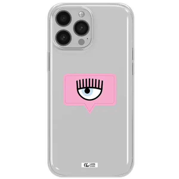 A Pink Chat Bubble With Eye And Eyelashes Apple Iphone 13 Pro Max Clear Tpu Case