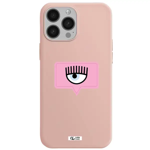 a pink chat bubble with eye and eyelashes Apple iPhone 13 Pro Silicone pastel pink Case