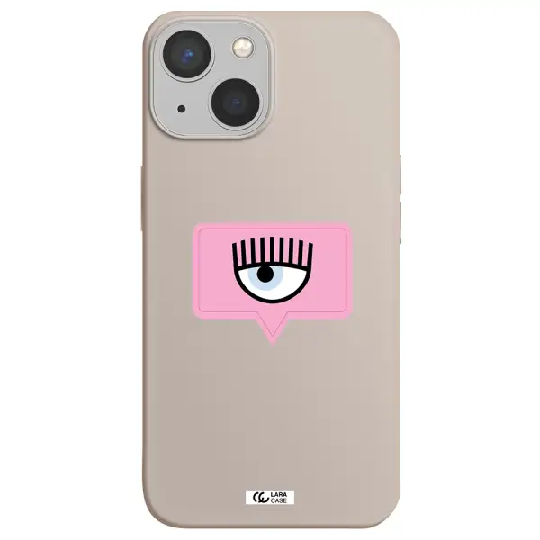 a pink chat bubble with eye and eyelashes Apple iPhone 13 Silicone Stone Case
