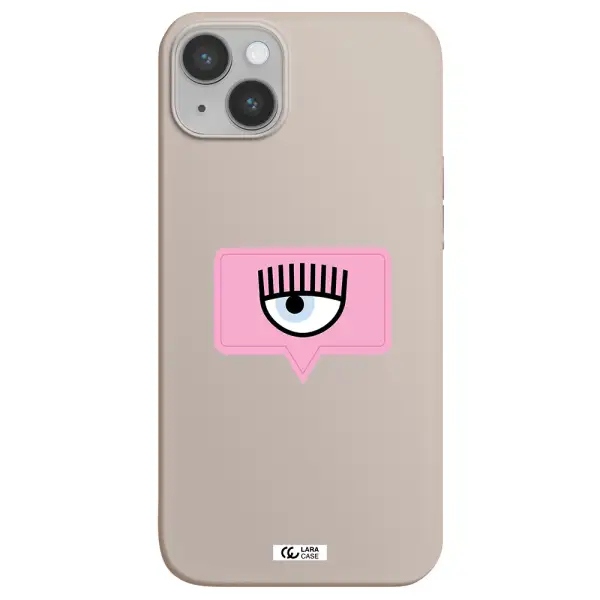 a pink chat bubble with eye and eyelashes Apple iPhone 14 plus Silicone Stone Case
