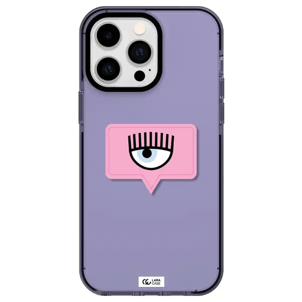 a pink chat bubble with eye and eyelashes Apple iPhone 15 Pro impact Lilac Case