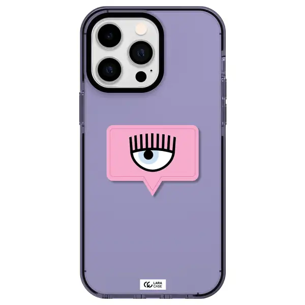 a pink chat bubble with eye and eyelashes Apple iPhone 15 Pro Max impact Lilac Case