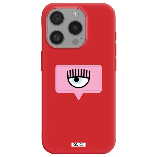 A Pink Chat Bubble With Eye And Eyelashes Apple Iphone 15 Pro Silicone Imperial Red Case