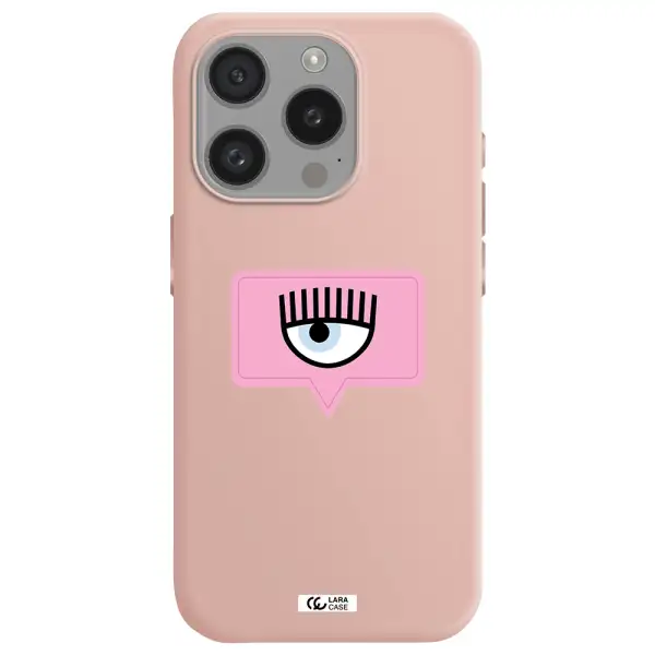 A Pink Chat Bubble With Eye And Eyelashes Apple Iphone 15 Pro Silicone Pastel Pink Case