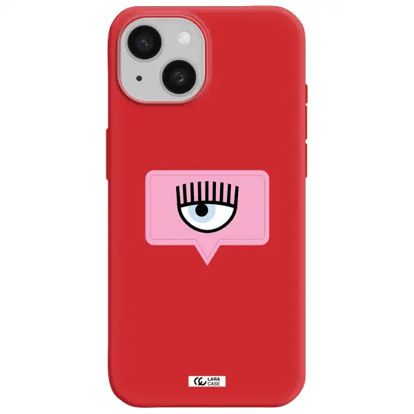 A Pink Chat Bubble With Eye And Eyelashes Apple Iphone 15 Silicone Imperial Red Case
