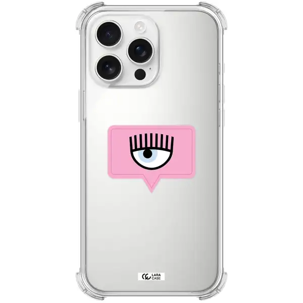 A Pink Chat Bubble With Eye And Eyelashes Apple Iphone 16 Pro Max Clear Pc Case