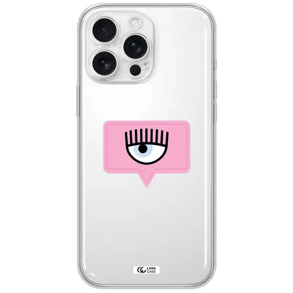 A Pink Chat Bubble With Eye And Eyelashes Apple Iphone 16 Pro Max Clear Tpu Case
