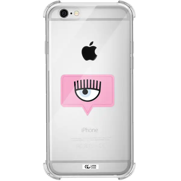 a pink chat bubble with eye and eyelashes Apple iPhone 6 Clear PC Case