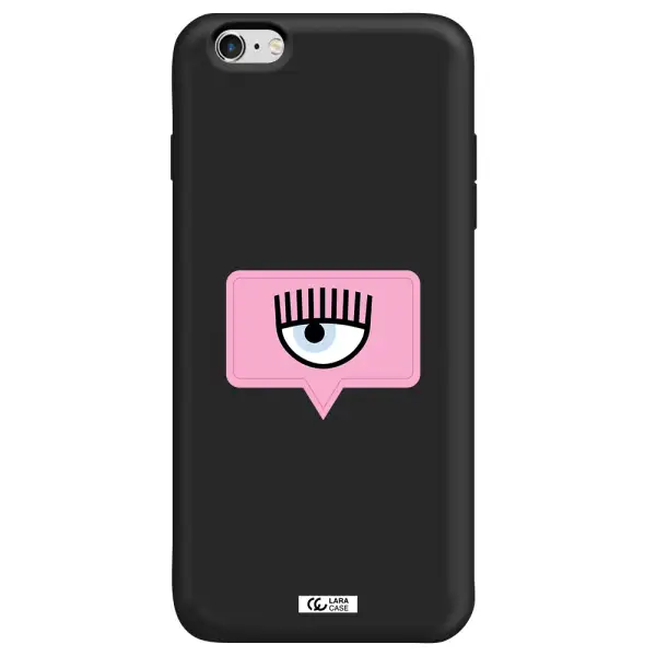 a pink chat bubble with eye and eyelashes Apple iPhone 6 plus Silicone black Case