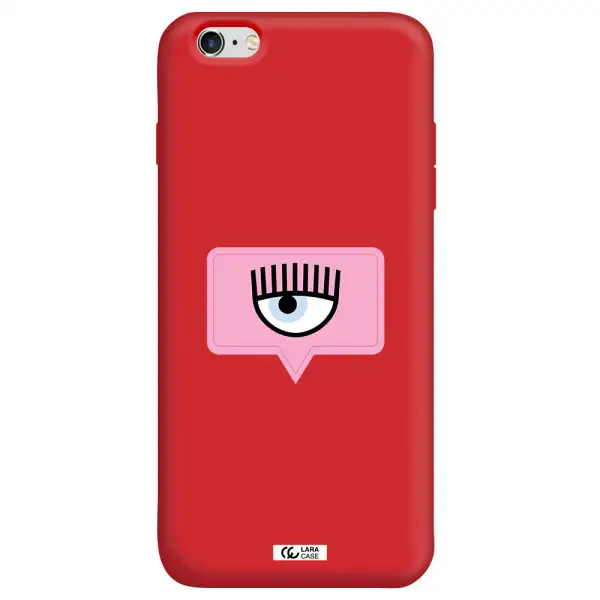 a pink chat bubble with eye and eyelashes Apple iPhone 6 plus Silicone Imperial Red Case