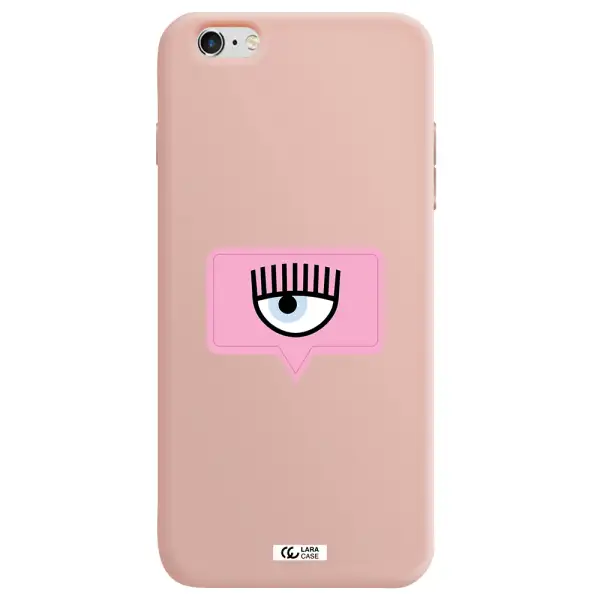 a pink chat bubble with eye and eyelashes Apple iPhone 6 plus Silicone pastel pink Case