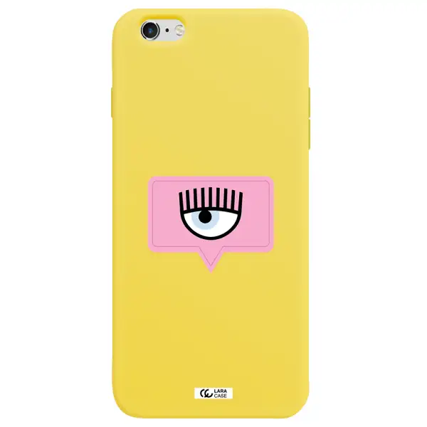 a pink chat bubble with eye and eyelashes Apple iPhone 6 s plus Silicone canary yellow Case