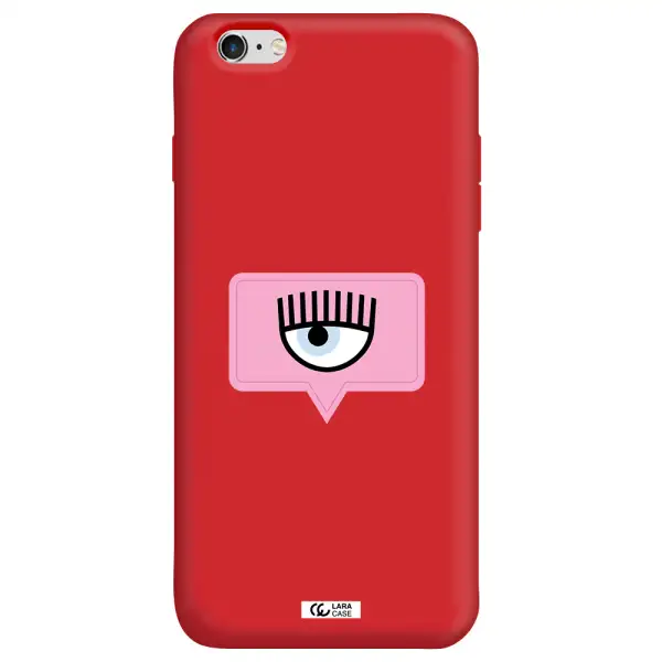 a pink chat bubble with eye and eyelashes Apple iPhone 6 s plus Silicone Imperial Red Case