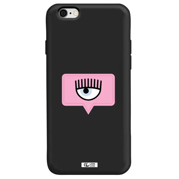 a pink chat bubble with eye and eyelashes Apple iPhone 6 Silicone black Case