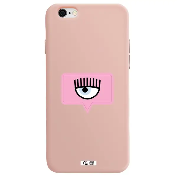 a pink chat bubble with eye and eyelashes Apple iPhone 6 Silicone pastel pink Case