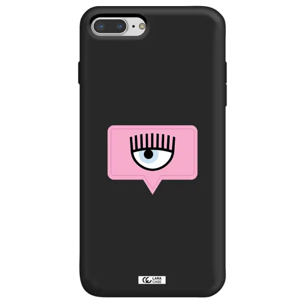 a pink chat bubble with eye and eyelashes Apple iPhone 7 plus Silicone black Case