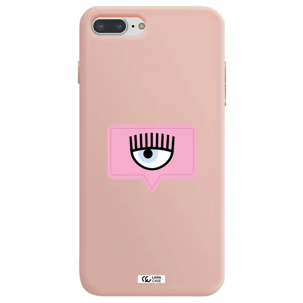 a pink chat bubble with eye and eyelashes Apple iPhone 7 plus Silicone pastel pink Case