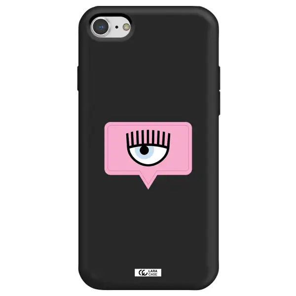 a pink chat bubble with eye and eyelashes Apple iPhone 7 Silicone black Case
