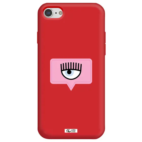 a pink chat bubble with eye and eyelashes Apple iPhone 7 Silicone Imperial Red Case