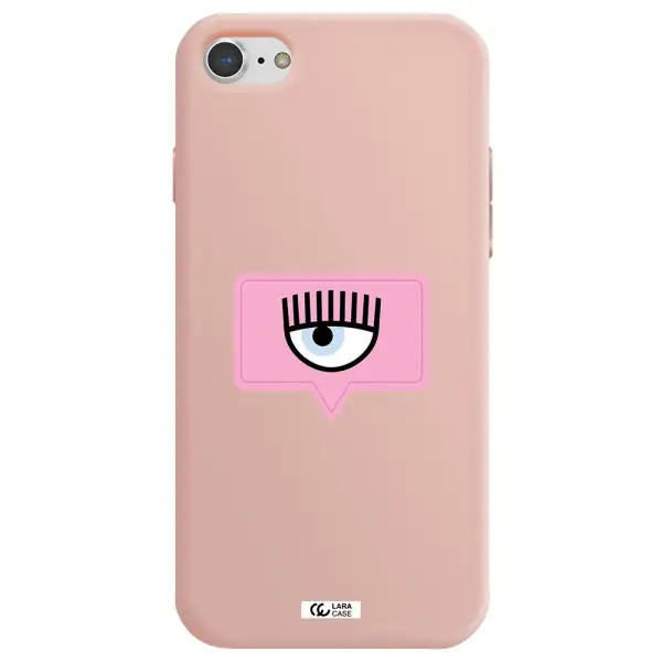 a pink chat bubble with eye and eyelashes Apple iPhone 7 Silicone pastel pink Case