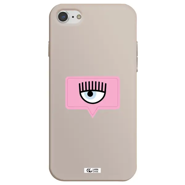 a pink chat bubble with eye and eyelashes Apple iPhone 7 Silicone Stone Case
