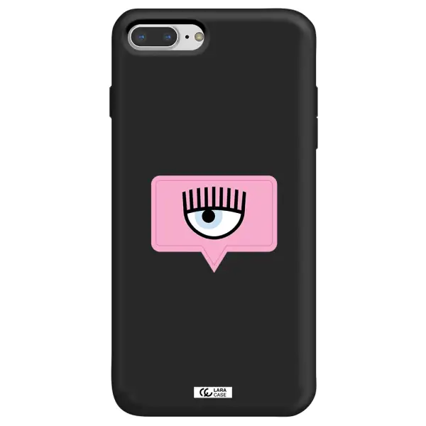 a pink chat bubble with eye and eyelashes Apple iPhone 8 plus Silicone black Case