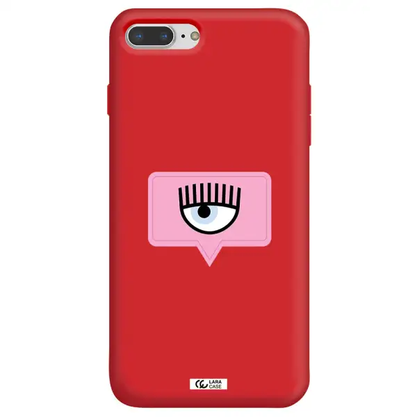 a pink chat bubble with eye and eyelashes Apple iPhone 8 plus Silicone Imperial Red Case