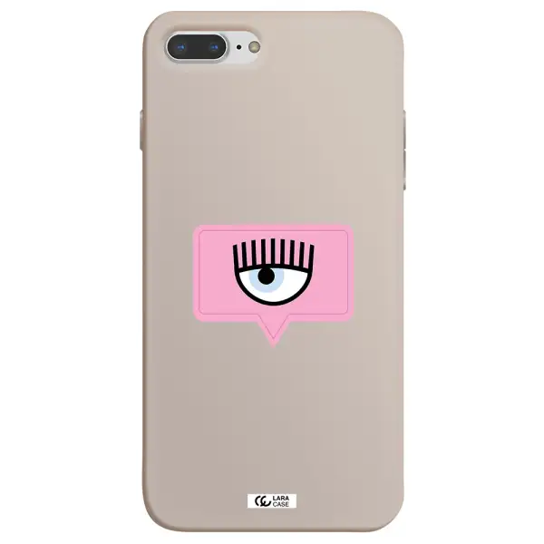 a pink chat bubble with eye and eyelashes Apple iPhone 8 plus Silicone Stone Case