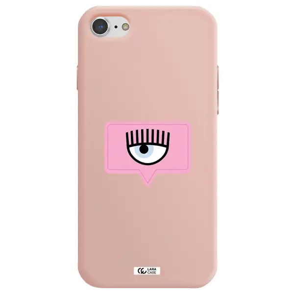 a pink chat bubble with eye and eyelashes Apple iPhone 8 Silicone pastel pink Case