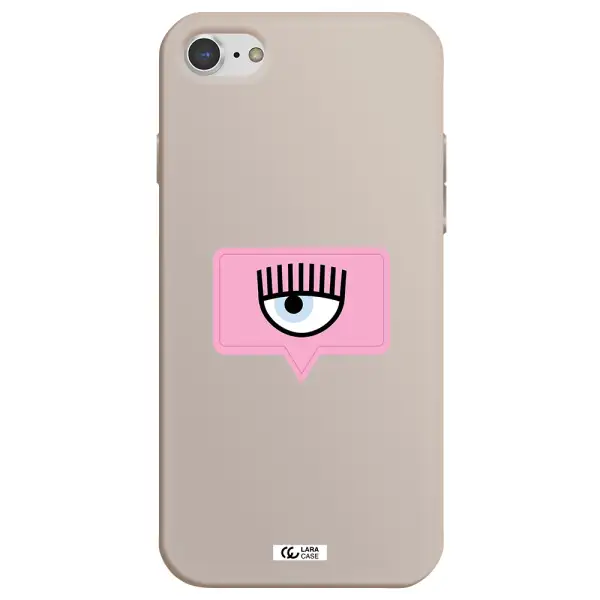 a pink chat bubble with eye and eyelashes Apple iPhone 8 Silicone Stone Case