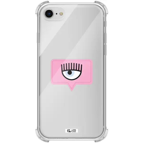a pink chat bubble with eye and eyelashes Apple iPhone se 2020 Clear PC Case