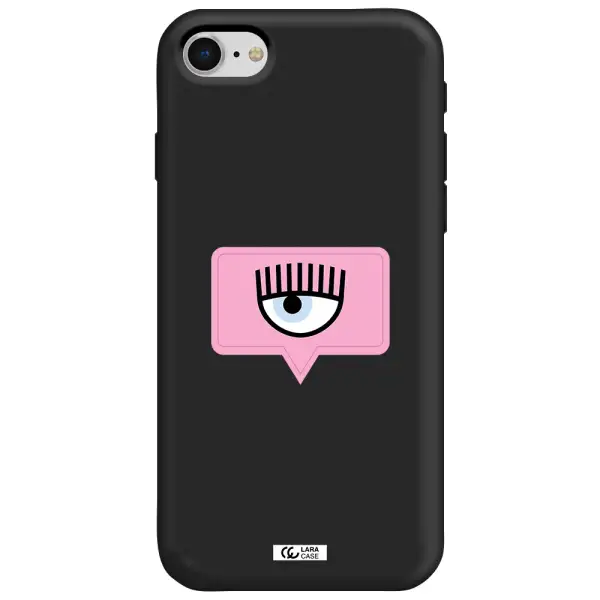 a pink chat bubble with eye and eyelashes Apple iPhone se 2020 Silicone black Case
