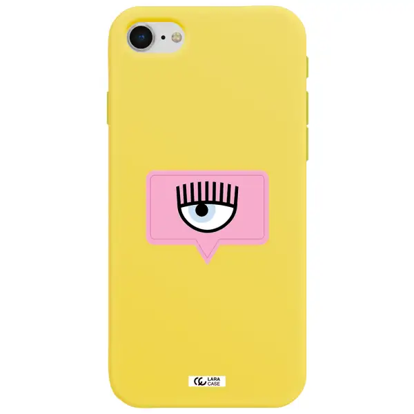 a pink chat bubble with eye and eyelashes Apple iPhone se 2020 Silicone canary yellow Case