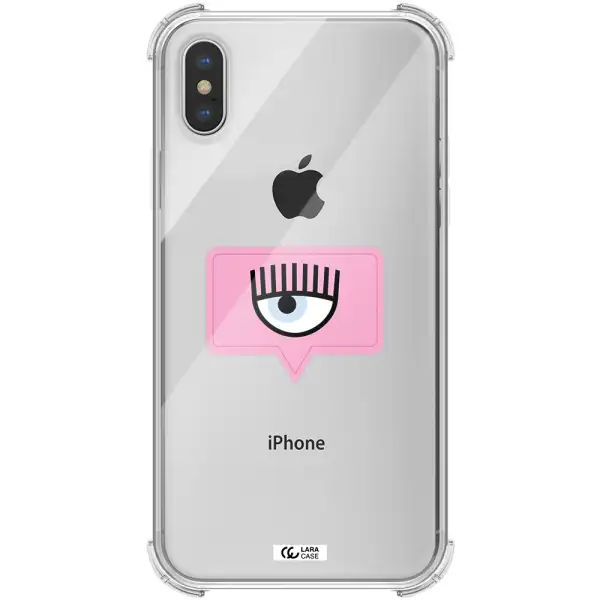 a pink chat bubble with eye and eyelashes Apple iPhone X Clear PC Case