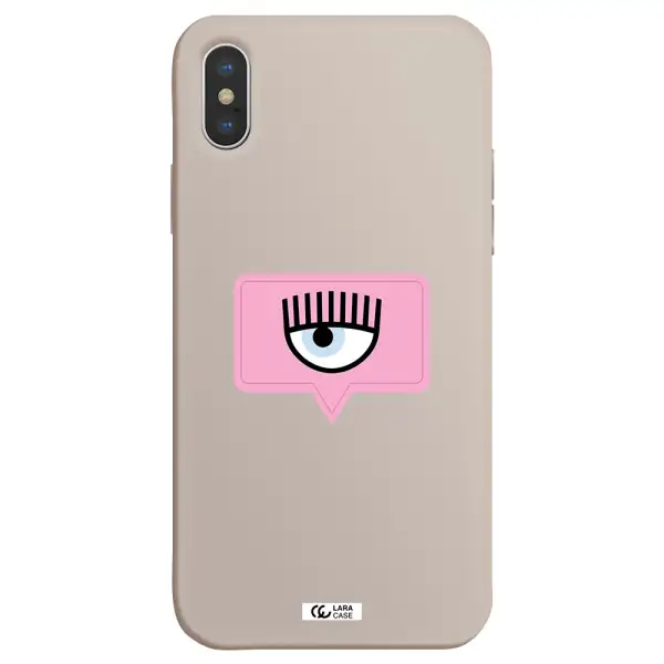 a pink chat bubble with eye and eyelashes Apple iPhone XS Silicone Stone Case