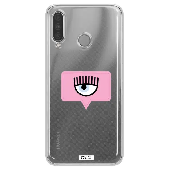 A Pink Chat Bubble With Eye And Eyelashes Huawei P30 Lite Clear Tpu Case
