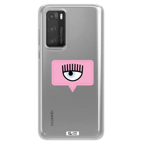 A Pink Chat Bubble With Eye And Eyelashes Huawei P40 Clear Tpu Case
