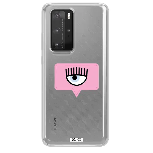 A Pink Chat Bubble With Eye And Eyelashes Huawei P40 Pro Clear Tpu Case