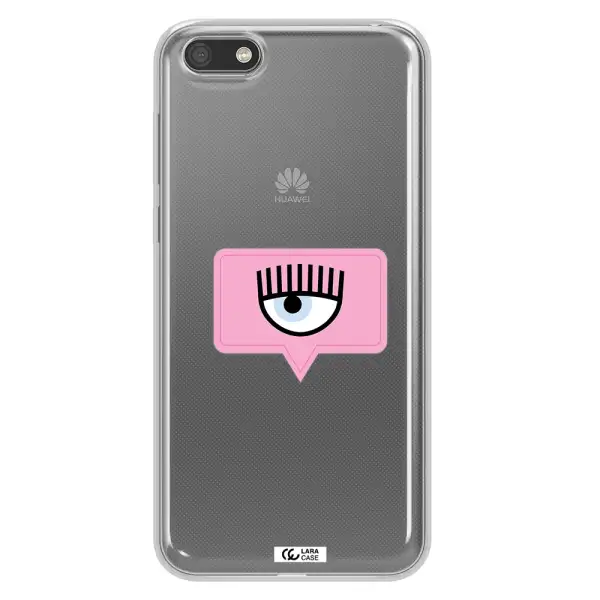 A Pink Chat Bubble With Eye And Eyelashes Huawei Y5 2018 Clear Tpu Case