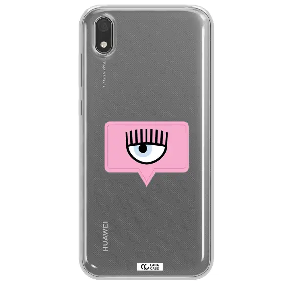 A Pink Chat Bubble With Eye And Eyelashes Huawei Y5 2019 Clear Tpu Case
