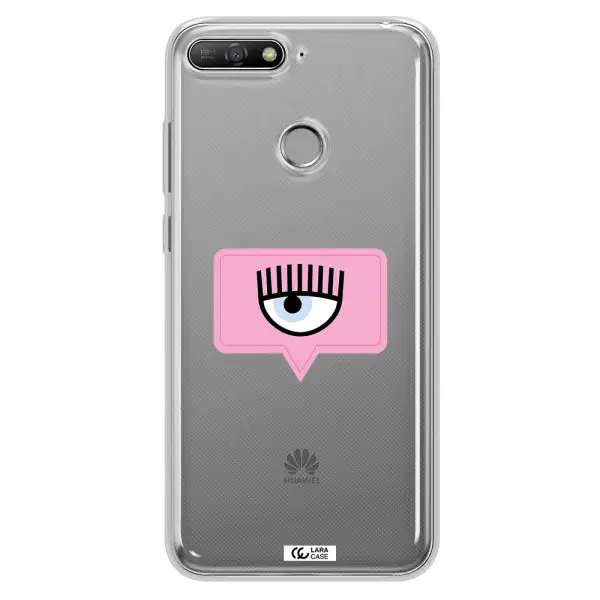 A Pink Chat Bubble With Eye And Eyelashes Huawei Y6 Prime 2018 Clear Tpu Case